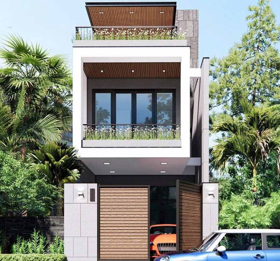 Thiết kế biệt thự 2 tầng 1 tum có gara