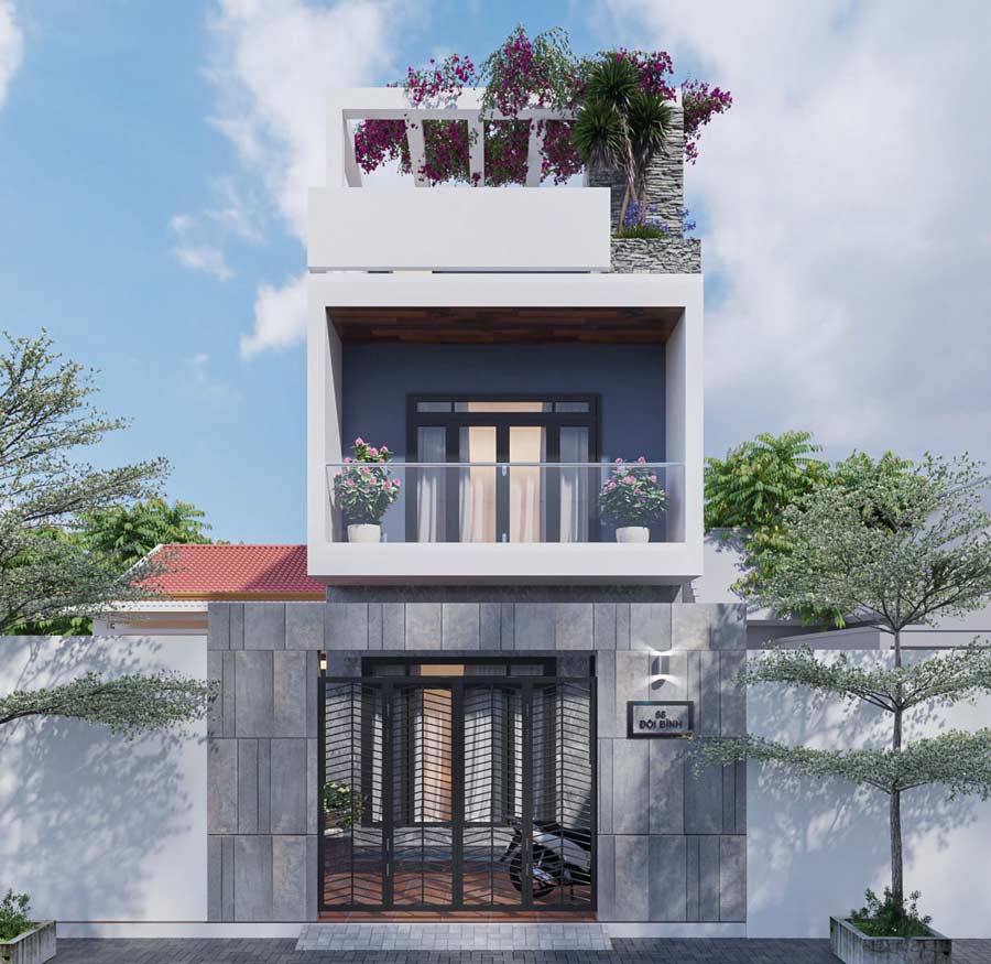 Mẫu biệt thự 2 tầng 1 tum hiện đại