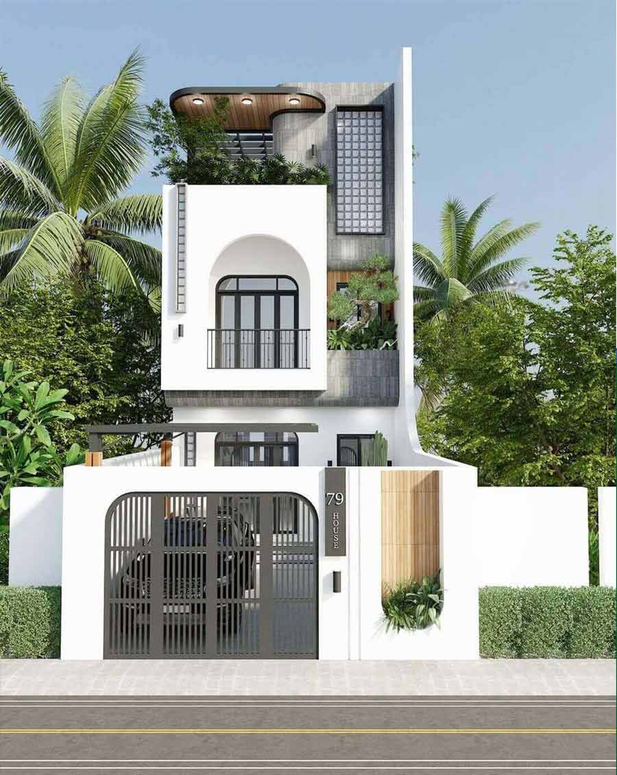 Mẫu biệt thự 2 tầng 1 tum hiện đại