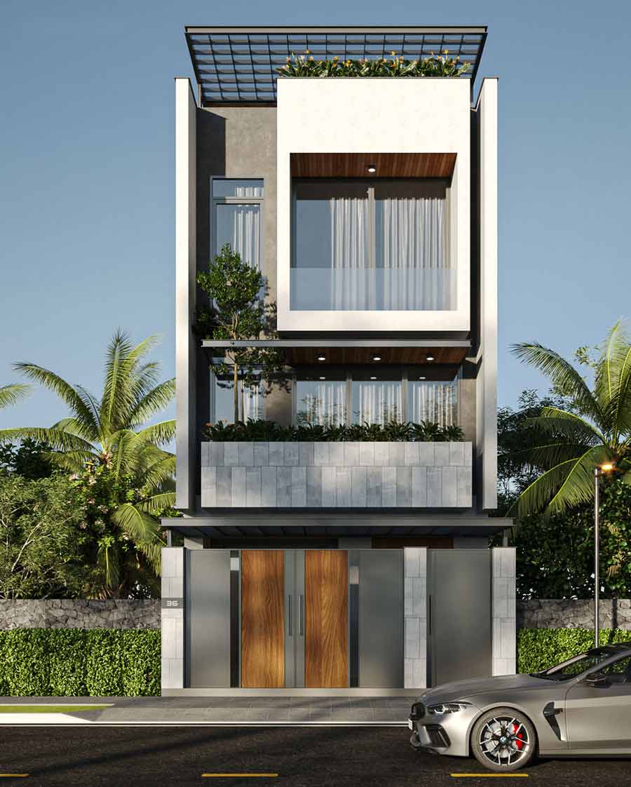 Mẫu biệt thự 2 tầng 1 tum hiện đại