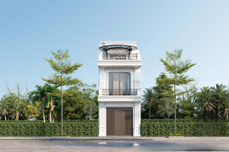 Thiết kế nhà biệt thự 2 tầng 1 tum tân cổ điển