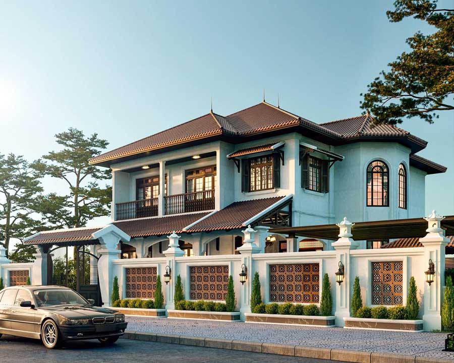 Biệt thự 2 tầng 300m2 phong cách Indochine