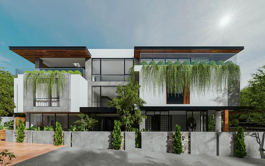 Thiết kế biệt thự 2 tầng 300m2 phong cách Tropical