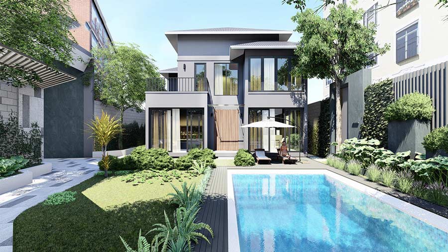 Mẫu biệt thự nhà vườn 2 tầng 300m2
