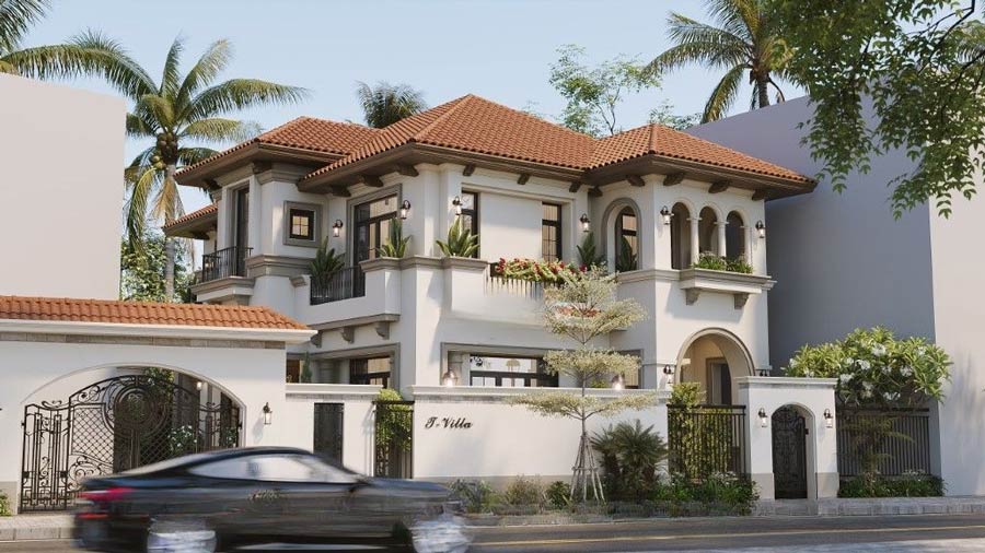 Mẫu biệt thự 2 tầng 300m2 phong cách Địa Trung Hải