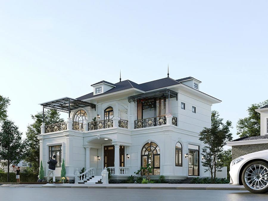 Mẫu thiết kế biệt thự 2 tầng mái ngói hiện đại