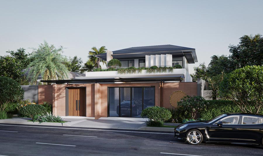 Thiết kế biệt thự 2 tầng mái ngói kiểu Nhật