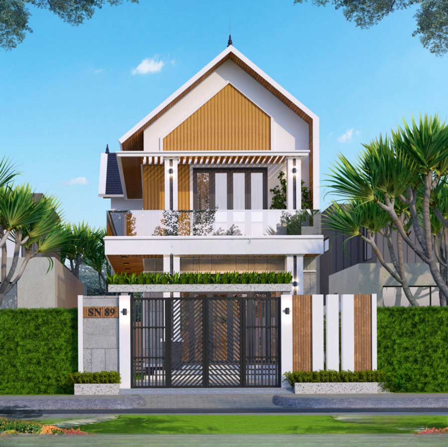 Thiết kế biệt thự mini 2 tầng mái ngói