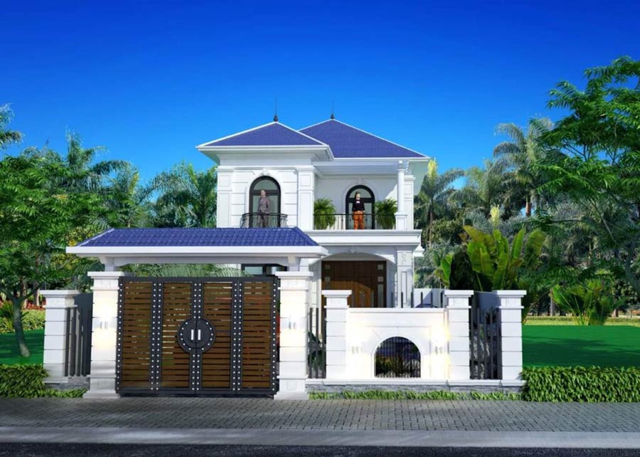 Thiết kế biệt thự mini 2 tầng mái ngói