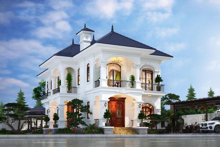 Mẫu biệt thự mái Nhật 2 tầng 2 mặt tiền