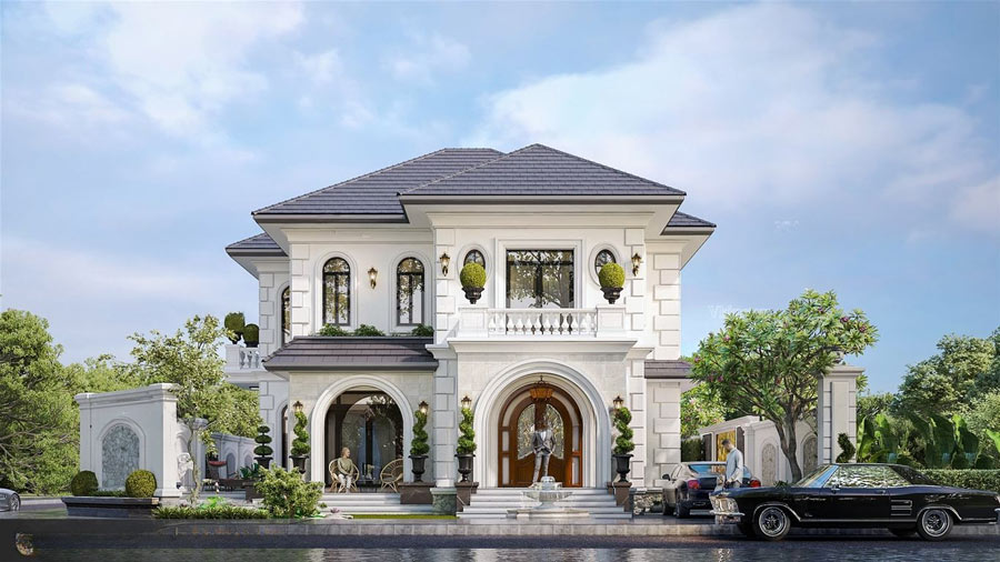 Nhà biệt thự đẹp 2 tầng mái Nhật Địa Trung Hải