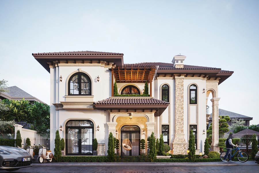 Nhà biệt thự đẹp 2 tầng mái Nhật Địa Trung Hải