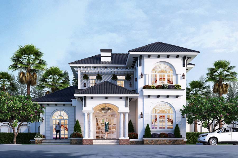 Nhà biệt thự đẹp 2 tầng mái Nhật Địa Trung Hải