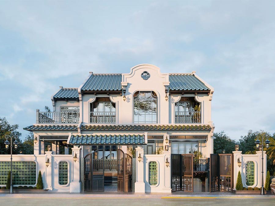 Biệt thự 2 tầng mái Nhật phong cách Indochine