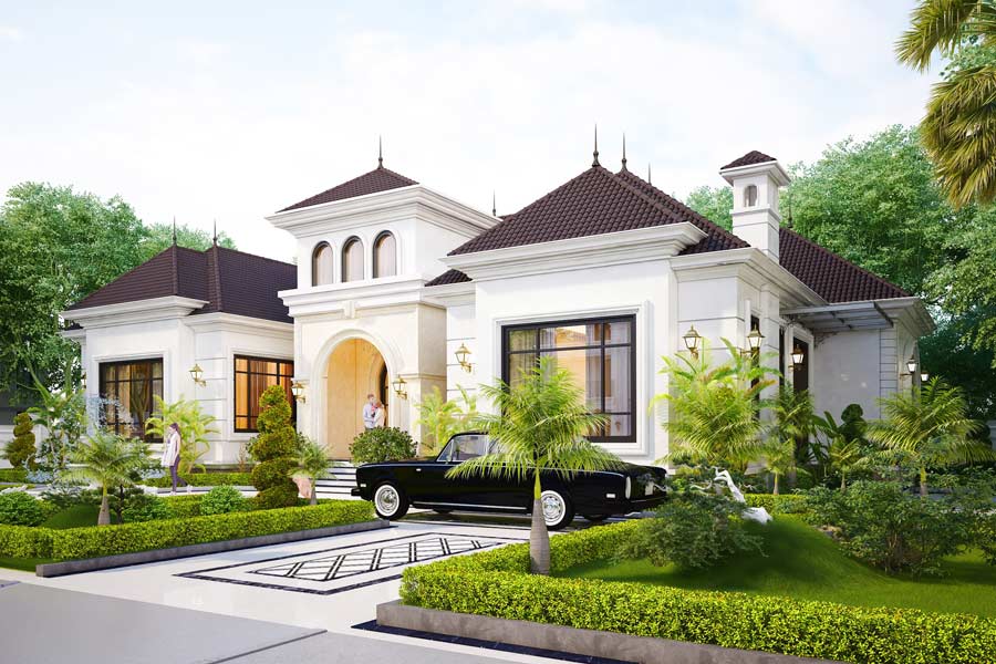 Thiết kế biệt thự mini 1 tầng có sân vườn