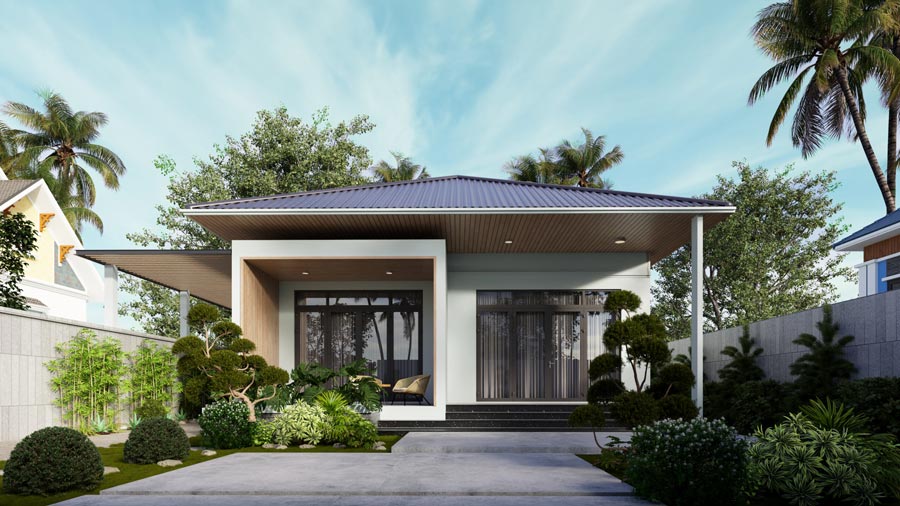 Mẫu thiết kế biệt thự mini 1 tầng hiện đại