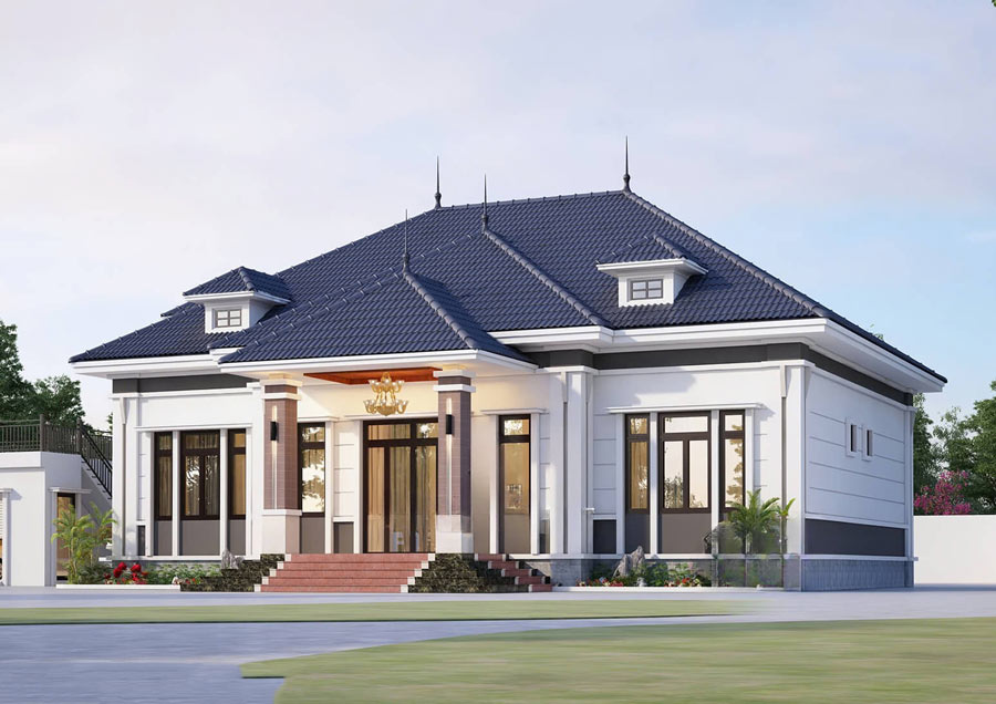 Thiết kế biệt thự mini 1 tầng mái Nhật