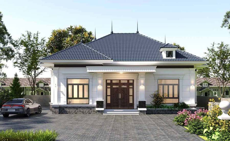 Thiết kế biệt thự mini 1 tầng mái Nhật