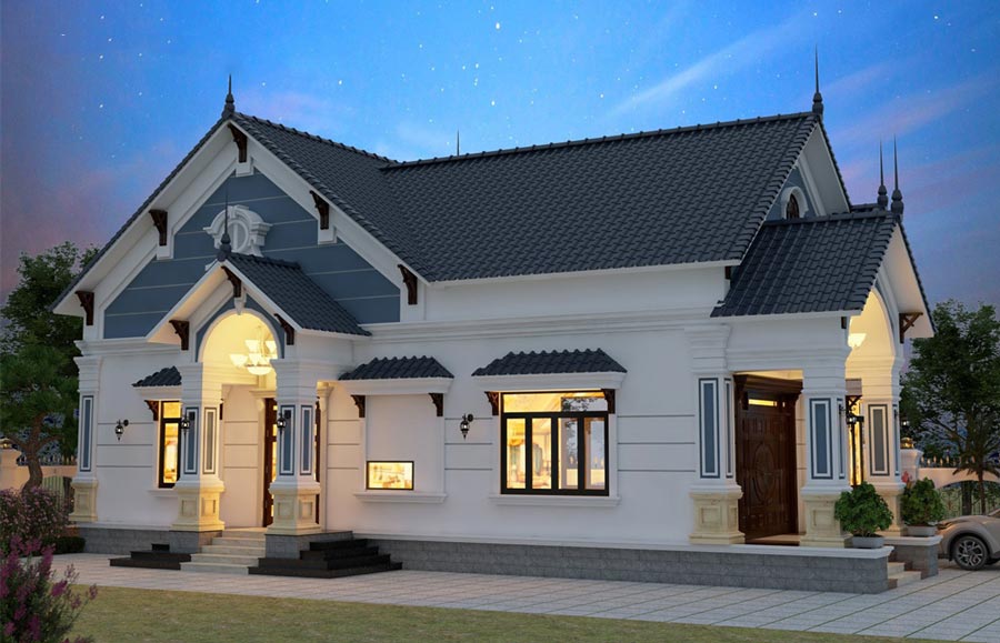 Mẫu biệt thự mini 1 tầng mái Thái