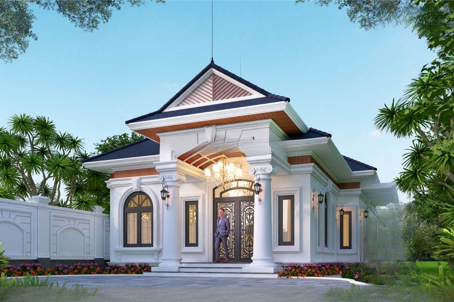 Mẫu thiết kế biệt thự mini 1 tầng tân cổ điển