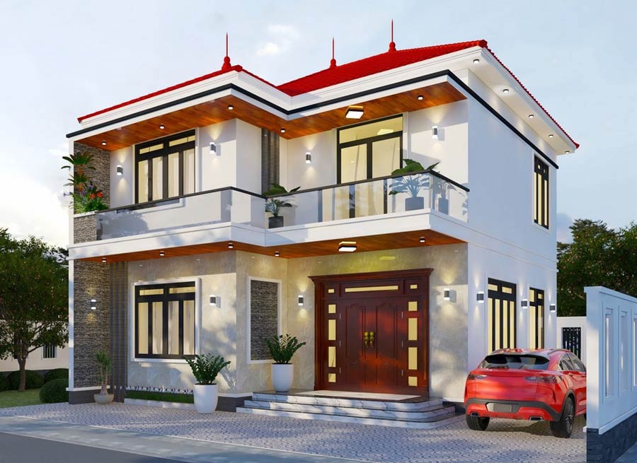 Mẫu biệt thự mini 2 tầng mái Nhật