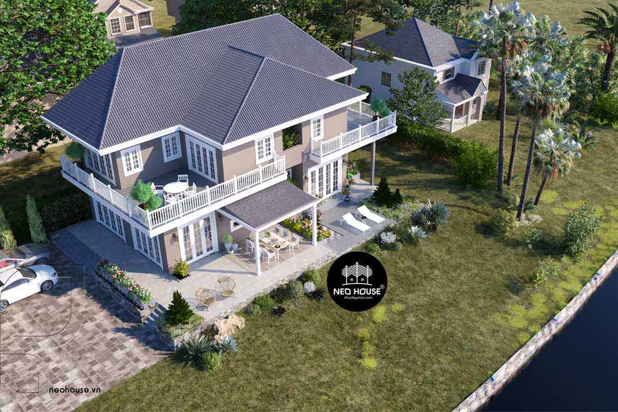 Mẫu thiết kế nhà vườn 2 tầng 4 phòng ngủ