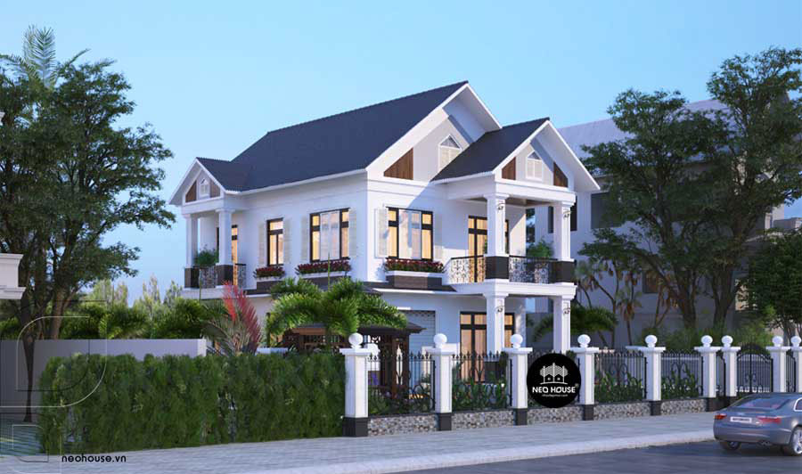 Thiết kế nhà vườn 2 tầng mái Thái