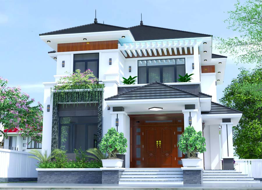 Thiết kế nhà vườn 2 tầng mini