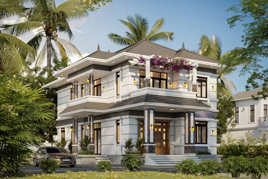 Thiết kế nhà vườn 2 tầng mini