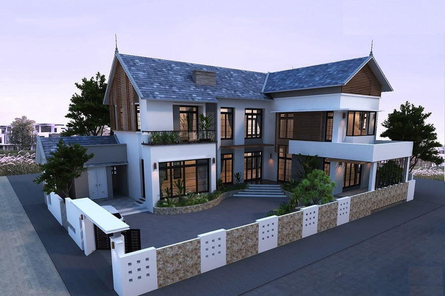 Đặc điểm nhận diện của nhà chữ L 2 tầng