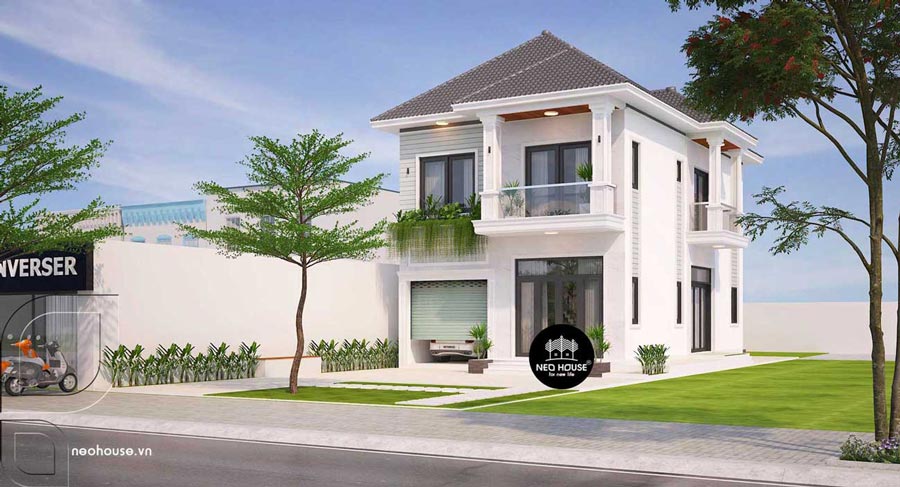 Mẫu thiết kế nhà 2 tầng 8x10m 3 phòng ngủ