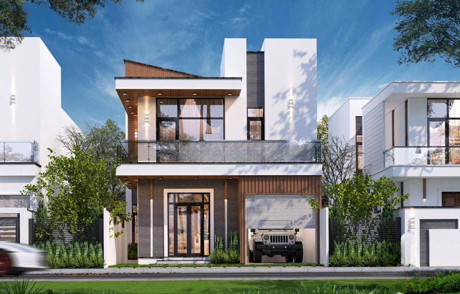 Thiết kế nhà 2 tầng 8x10m có gara