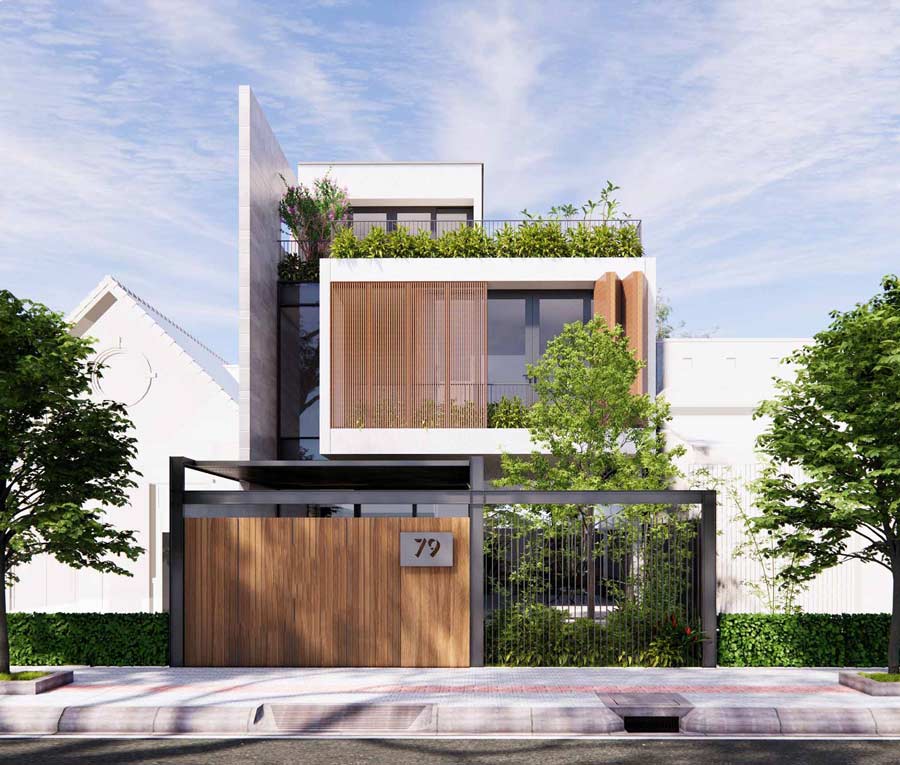 Mẫu nhà vườn 2 tầng 8x10m