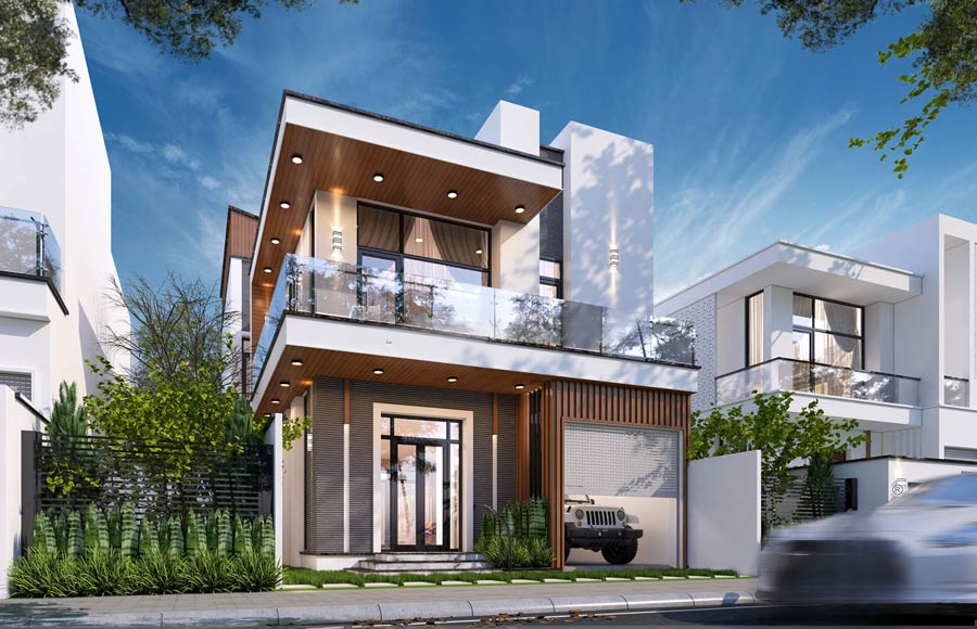 Thiết kế nhà 2 tầng 8x10m hiện đại