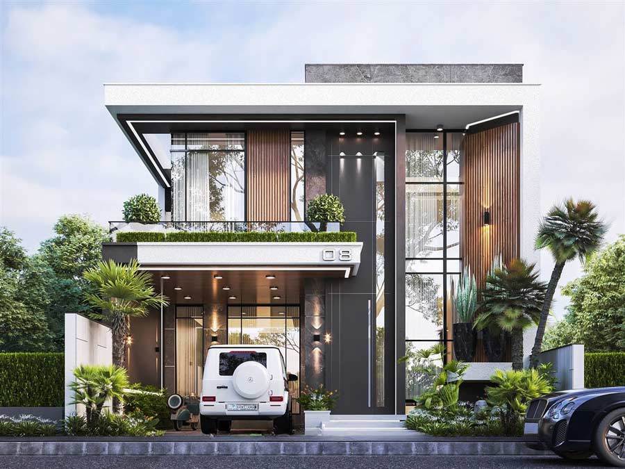 Thiết kế nhà 2 tầng 8x10m hiện đại