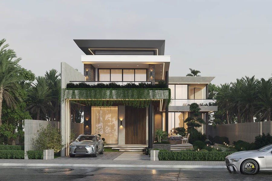 Thiết kế nhà 2 tầng 8x10m hiện đại