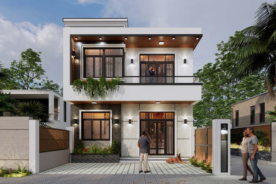 Mẫu nhà 2 tầng 8x10m thiết kế tối giản