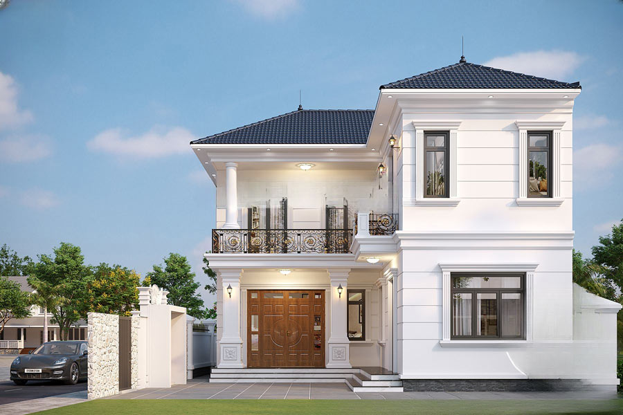 Thiết kế nhà chữ L 2 tầng 3 phòng ngủ