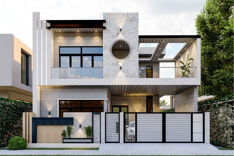 Mẫu nhà mặt tiền 8m 2 tầng có gara