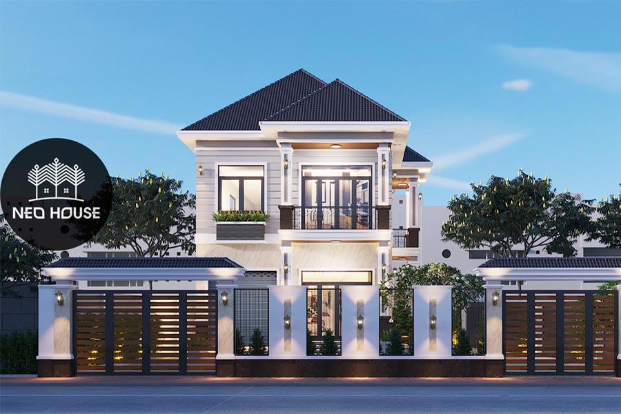 Mẫu biệt thự 2 tầng mái Nhật 4 phòng ngủ