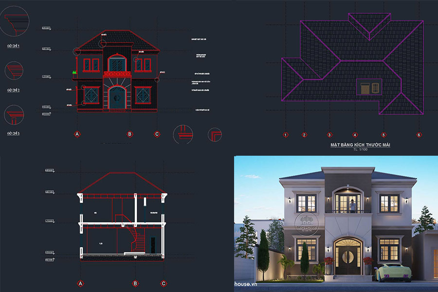 [Full] Bản CAD Biệt Thự Sân Vườn Đẹp Chi Tiết Nhất