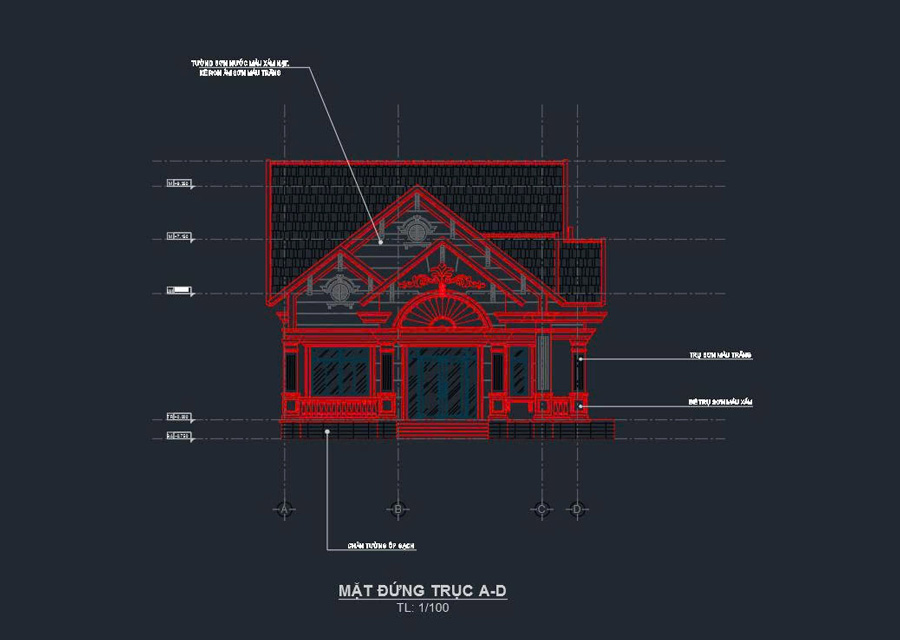 Bản CAD biệt thự sân vườn tân cổ điển