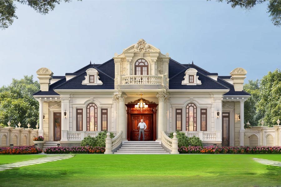 Nhà biệt thự đẹp 1.5 tầng kiểu Pháp