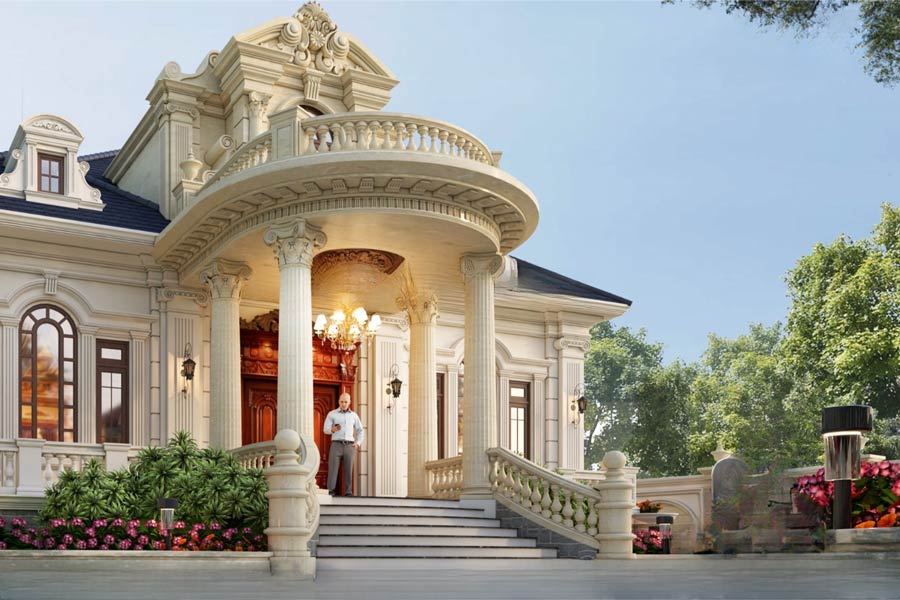 Nhà biệt thự đẹp 1.5 tầng kiểu Pháp