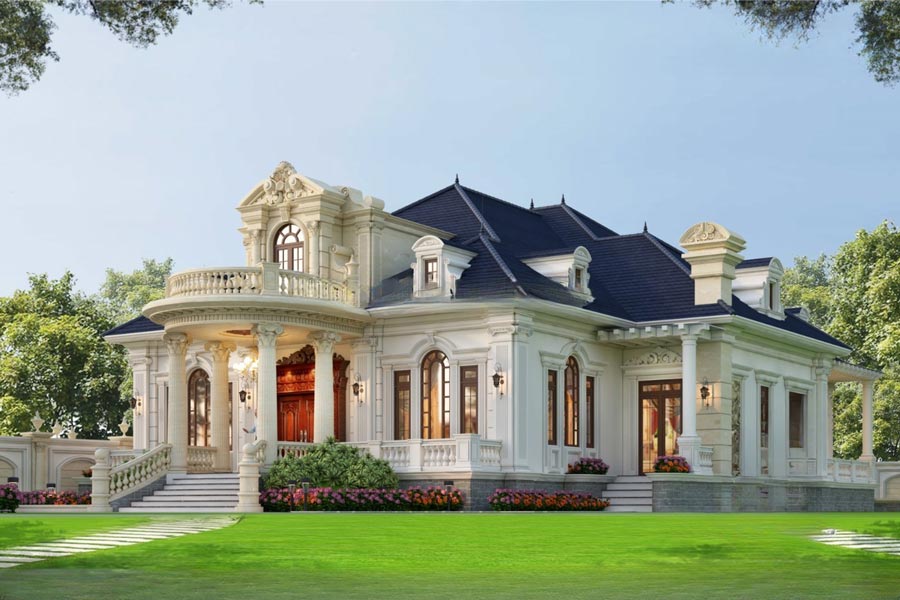 Nhà biệt thự đẹp 1.5 tầng kiểu Pháp