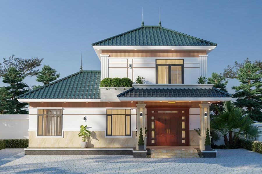 Mẫu thiết kế biệt thự 1 5 tầng mái nhật