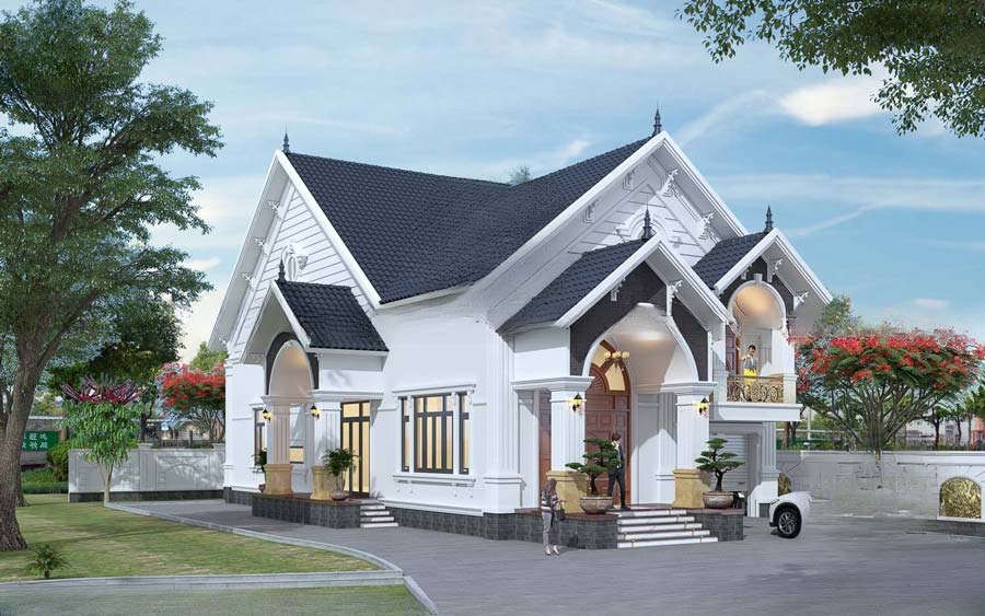 Mẫu thiết kế biệt thự 1 5 tầng ở nông thôn