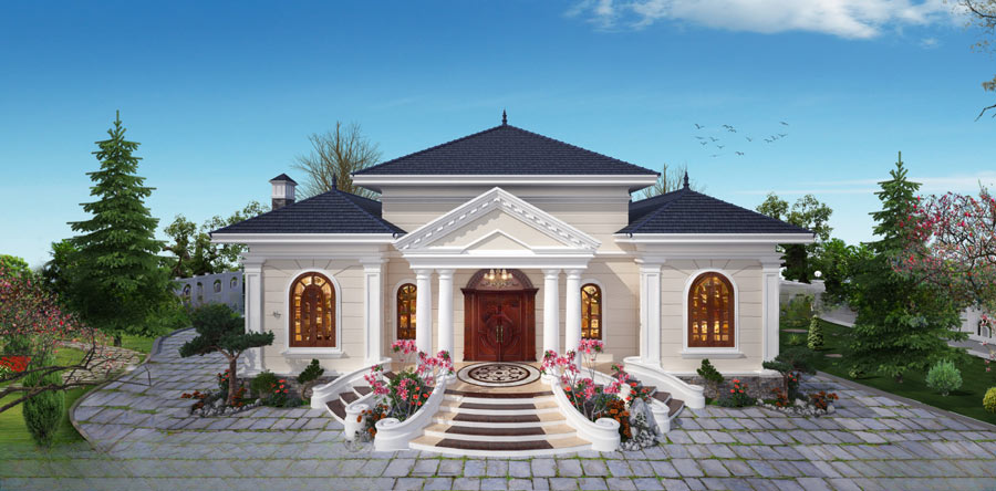 Mẫu nhà biệt thự 1 5 tầng phong cách tân cổ điển