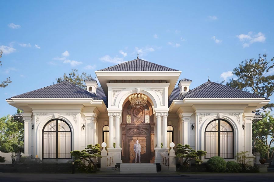 Mẫu thiết kế biệt thự 1 tầng có gác lửng 3 phòng ngủ