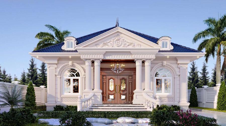 Mẫu thiết kế biệt thự 1 tầng có gác lửng 3 phòng ngủ